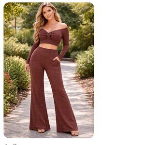 NWT Almost Famous 2 Pc Set Sweater Crop Top and Pants Large